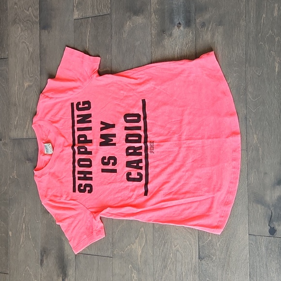 Shopping is My Cardio Pink Short Sleeve Tee Shirt Size S - Picture 1 of 2